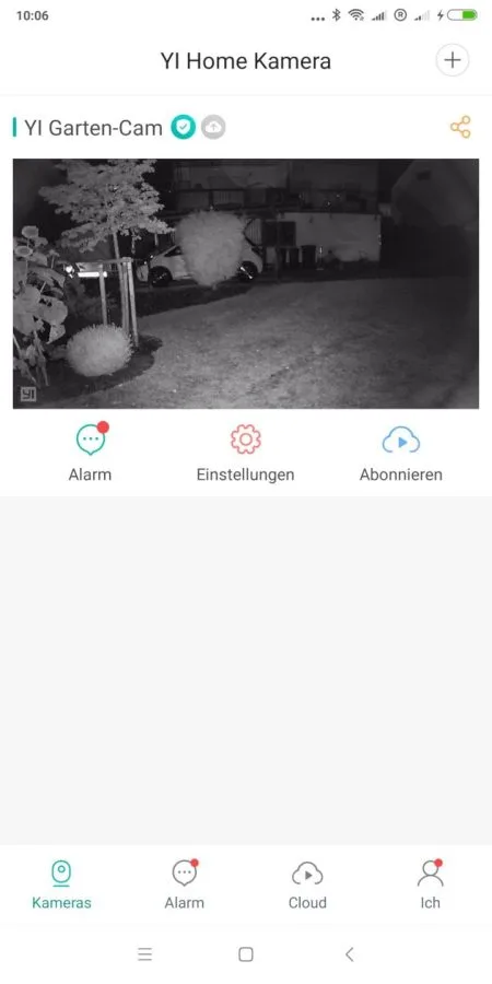 YI hem app startskärm