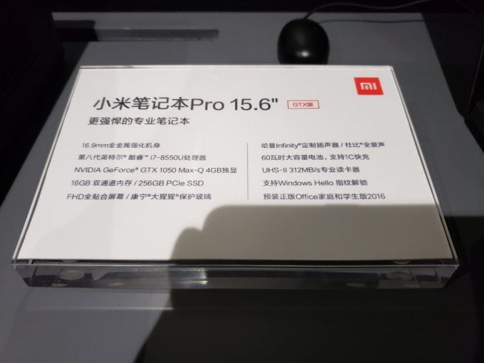 Spécifications du Xiaomi Mi Notebook 2 Pro
