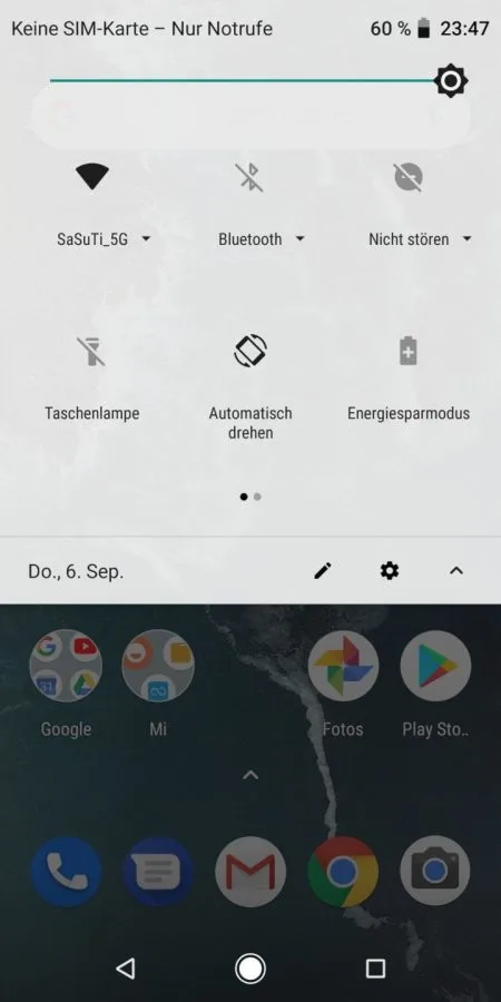 Xiaomi Mi A2 Stock Android Benachrichtigungsleiste