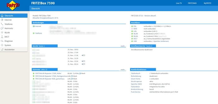 Fritzbox user interface