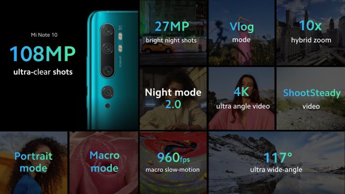 Funciones de la cámara Xiaomi Mi Note 10