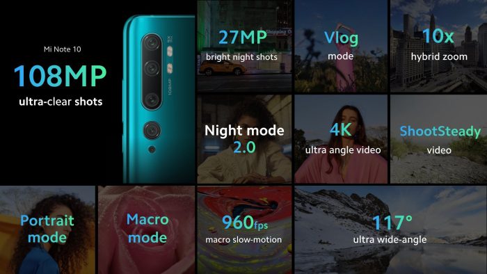 Xiaomi Mi Note 10 camera functions