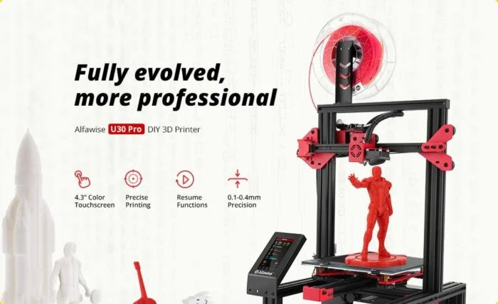 Alfawise U30 Pro 3D printer med open source Marlin firmware