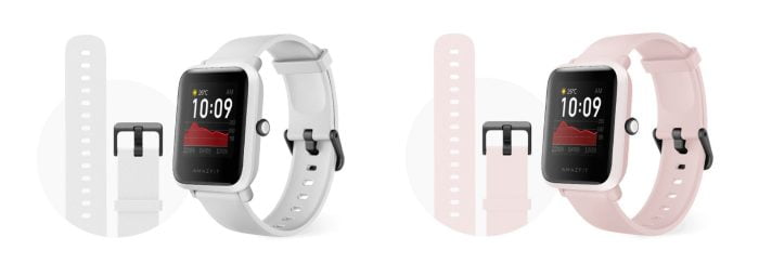 Amazfit Bip S en roche blanche et rose chaud