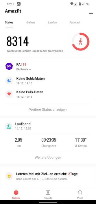 Amazfit-appoversigt