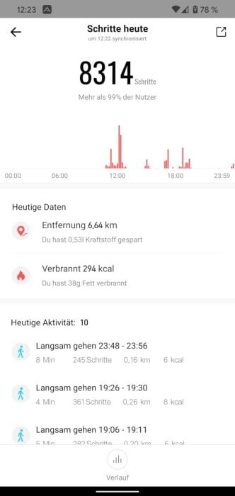 Actividades de la aplicación Amazfit