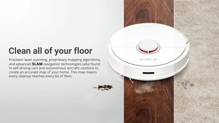The Roborock S6 vacuums carpets, wooden floors and tiles