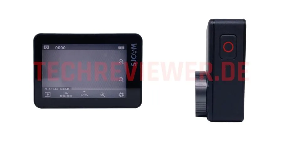 SJCAM SJ10 Pro Rückseite mit Touchdisplay und Einschalttaste