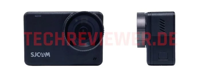 SJCAM SJ10 Pro Action Cam εμπρός με φακό και πλευρά με σύνδεση USB-C