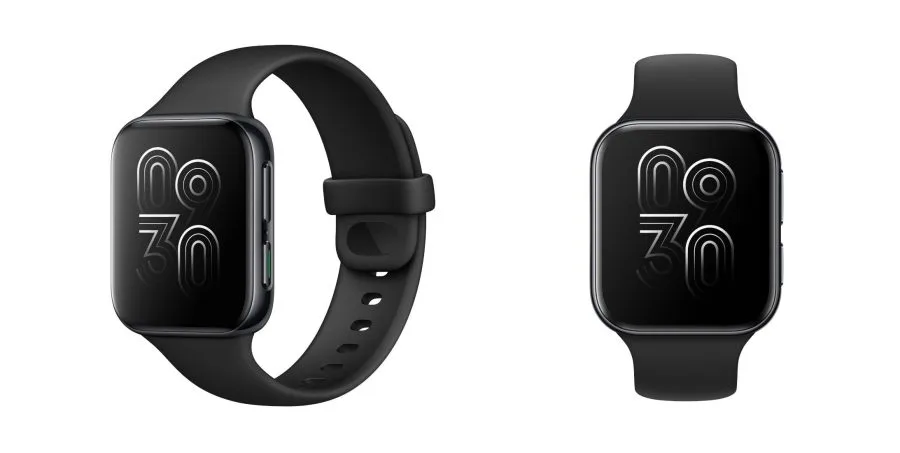 OPPO Watch in Schwarz mit AMOLED Display.