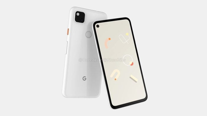 Et gengivelsesbillede viser, hvordan Google Pixel 4a kunne se ud.