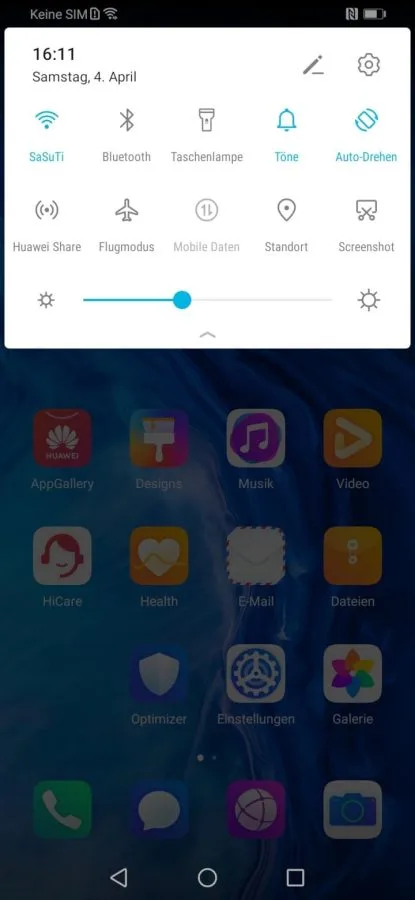 Stavový řádek EMUI 9