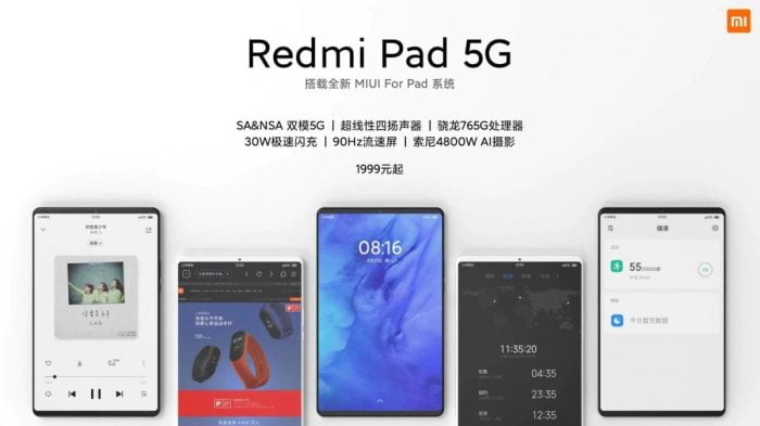 Tableta Redmi Pad 5G con pantalla de 90 Hz.