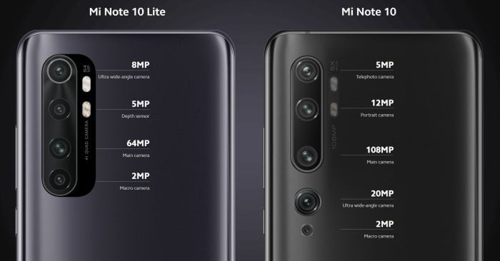 La cámara del Xiaomi Mi Note 10 Lite en comparación con la cámara del Xiaomi Mi Note 10.