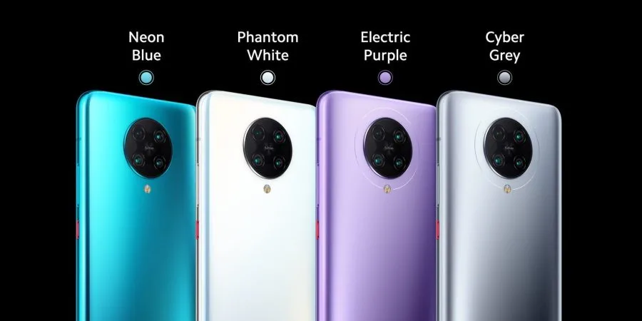 POCO F2 Pro je k dispozici ve čtyřech různých barvách.