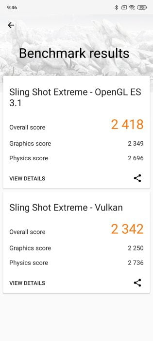 Résultat de référence du Redmi Note 9 Pro dans 3DMark.