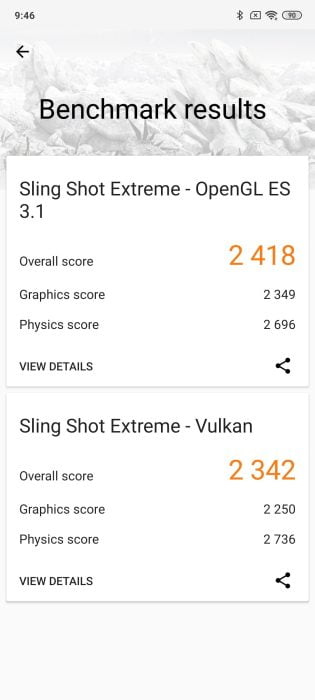 Benchmark result of the Redmi Note 9 Pro in 3DMark.