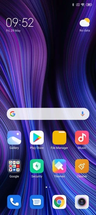 MIUI 11 user interface homescreen.