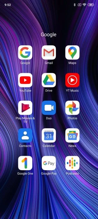 MIUI 11 Benutzeroberfläche Google Apps.