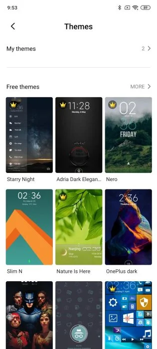 MIUI 11 kullanıcı arayüzü tema yöneticisi.