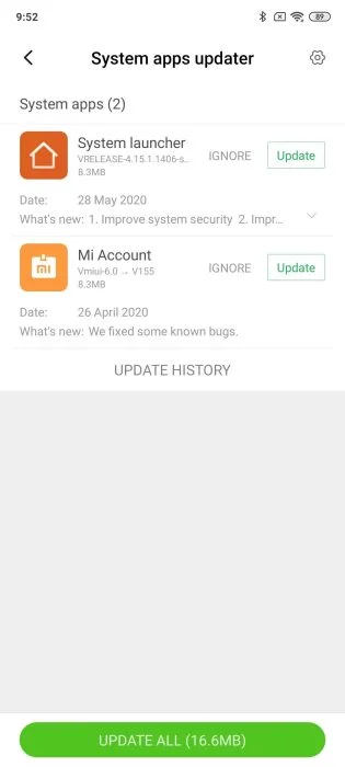 אפליקציות מערכת ממשק משתמש MIUI 11.