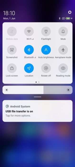 Meldingsbalk MIUI 11-gebruikersinterface.