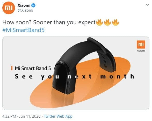 Xiaomi Mi Band 5 Global Veröffentlichung im Juli.