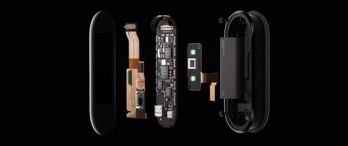 El sistema de sensores de Xiaomi Mi Band 5.