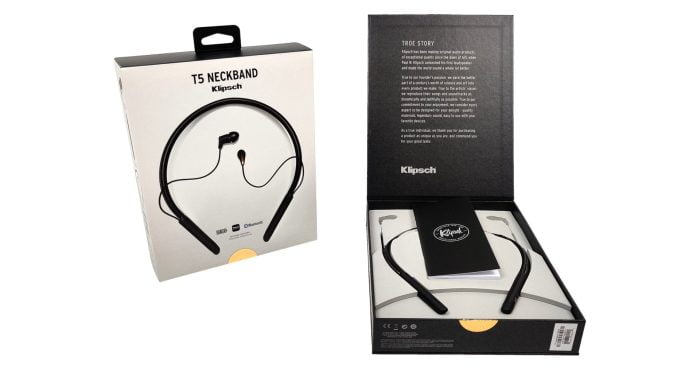 Klipsch T5 Neckband leveres i denne kasse.