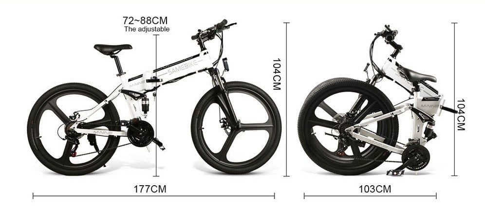 Dimensions of the Samebike LO26.