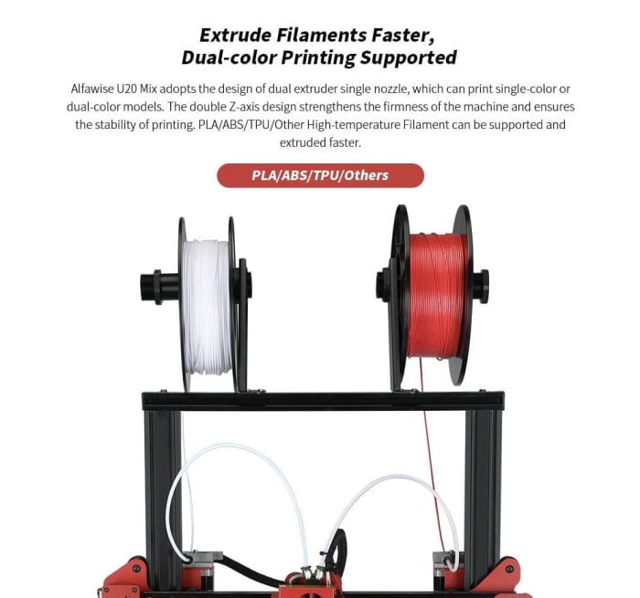 Alfawise U20 Mix dubbelfärgad extruder