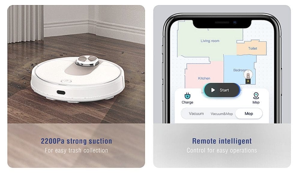 VIOMI SE vakuumrobot 2200 Pa och Mi Home-app