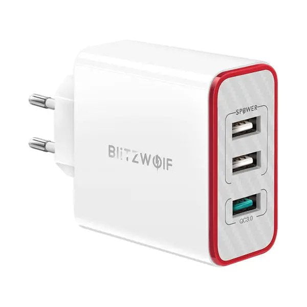 BlitzWolf® BW-PL2 30W 3-poorts USB-oplader QC3.0 Snellader-wandoplader EU-stekkeradapter voor iPhone 11 SE 2020 Xiaomi Huawei
