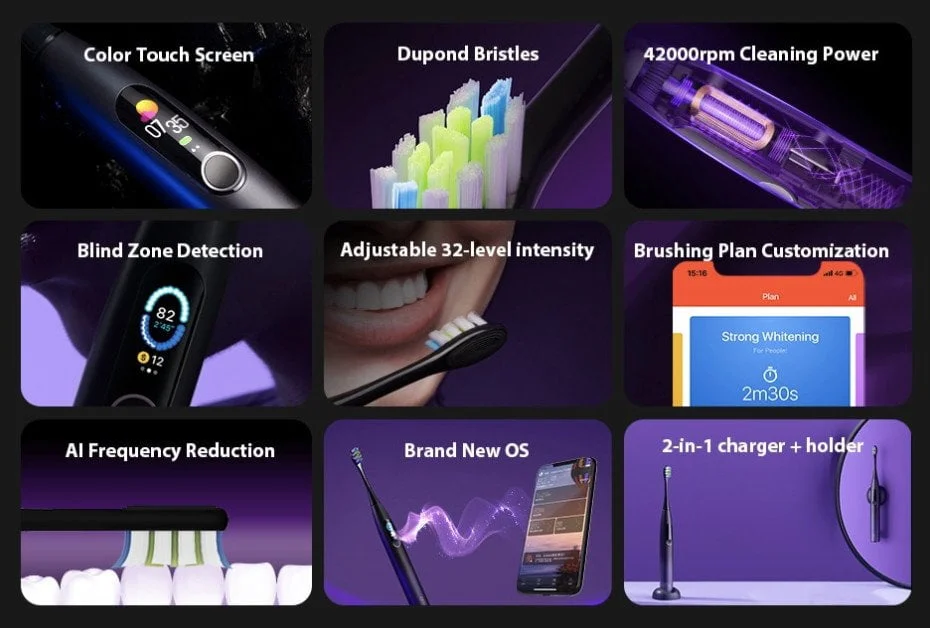 Caractéristiques de la brosse à dents Oclean X Pro