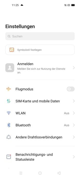 OPPO A72 ColorOS system settings
