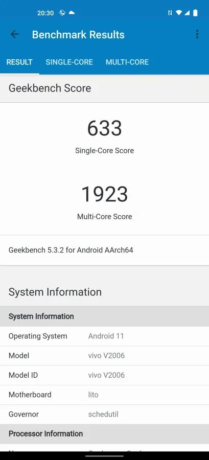 vivo X51 Geekbench