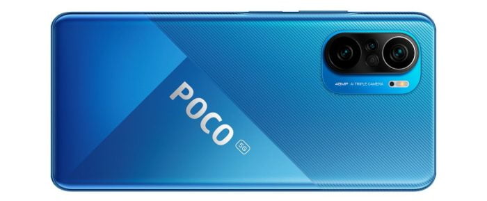 POCO F3 smartphone de volta em azul