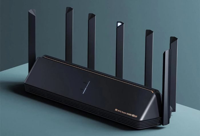 Routeur Xiaomi AX6000 WiFi 6E avec 6000 Mbit/s, 7 antennes, 4K QAM, WPA3-SAE