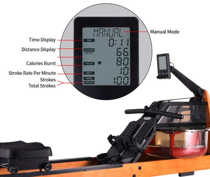 Mobifitness rowing machine with water tank