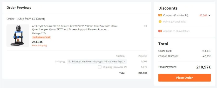 Artillery Genius en la oferta de venta de verano de Banggood