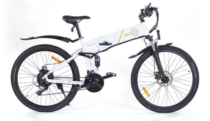 Vélo électrique BEZIOR M26 e-bike avec cadre moteur 500W de côté