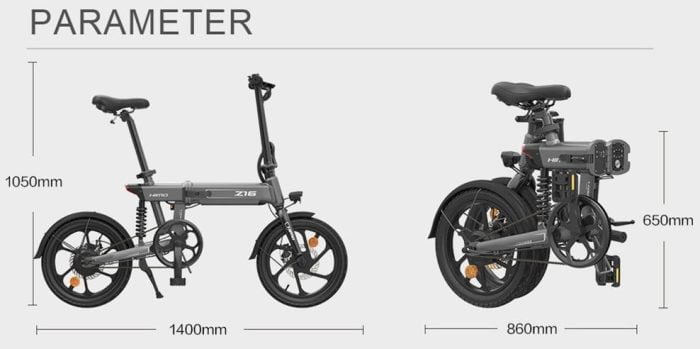 Παράμετροι ηλεκτρικού ποδηλάτου HIMO Z16 που διπλώνουν το ηλεκτρονικό ποδήλατο