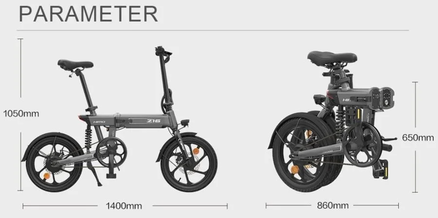 Parámetros de la bicicleta eléctrica plegable HIMO Z16 e-bike