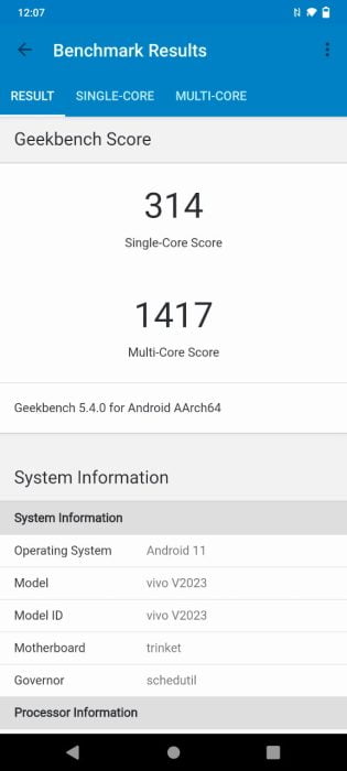 Vivo Y70 Geekbench