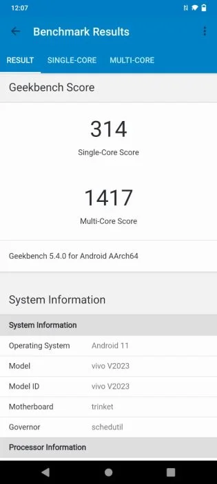 vivo Y70 Geekbench