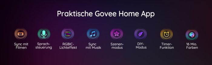 Recursos do aplicativo Govee Home