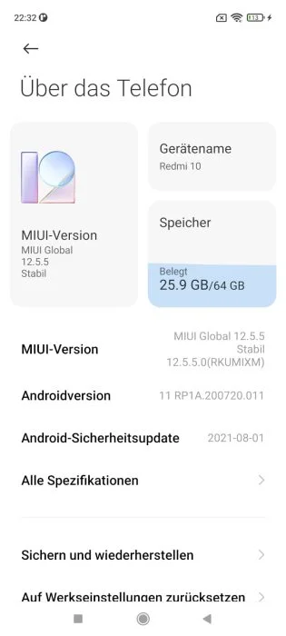 Sistema operativo Android Redmi 10 MIUI 12.5 (3)