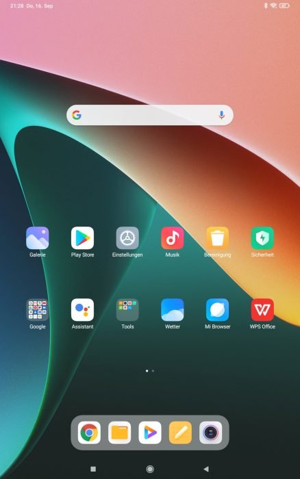 Xiaomi Pad 5 MIUI 12.5 Schermata iniziale