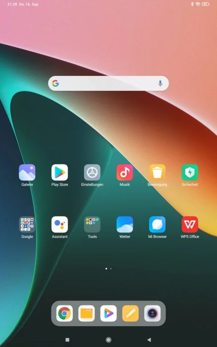 Pantalla de inicio Xiaomi Pad 5 MIUI 12.5