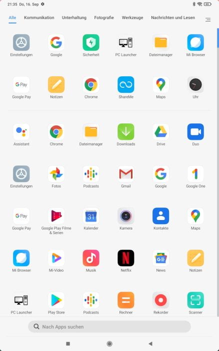 Cassetto app Xiaomi Pad 5 MIUI 12.5